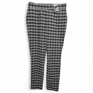 DKNY Black Plaid Tapered Ankle Pants Women's Medium Stretch NWT Stretch Office